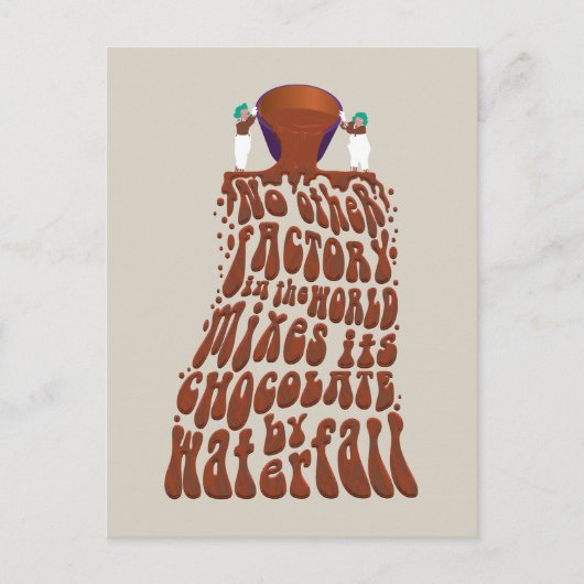 Willy Wonka Chocolate Waterfall Typografie Postkarte (Vorderseite)