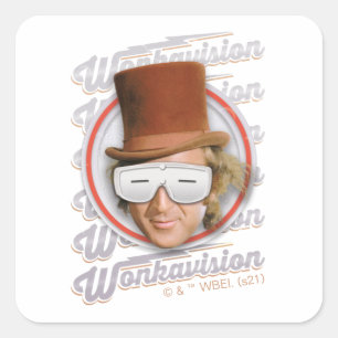 Willy Wonka in Wonkavision Goggles Quadratischer Aufkleber