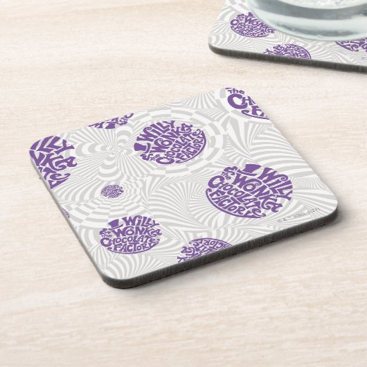 Willy Wonka Logo Psychedelic Graphic Getränkeuntersetzer (Linke Seite)