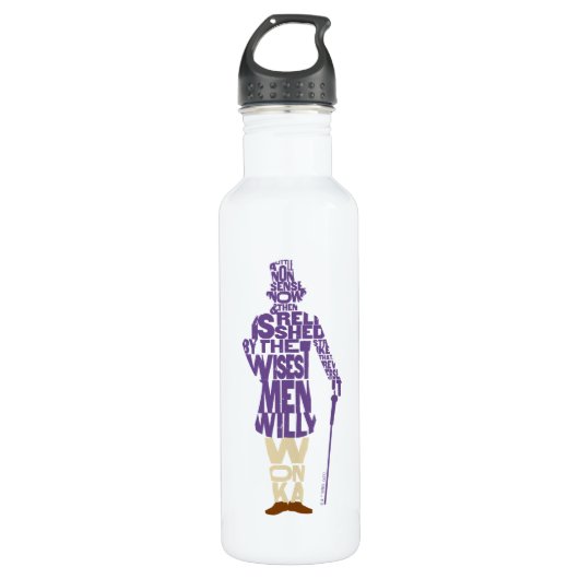 Willy Wonka Quote Silhouette Edelstahlflasche (Vorderseite)