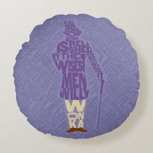 Willy Wonka Quote Silhouette Rundes Kissen
