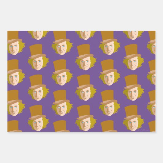 Willy Wonka Stenciled Face Graphic Geschenkpapier Set (Vorderseite)