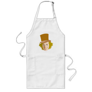 Willy Wonka Stenciled Face Graphic Lange Schürze