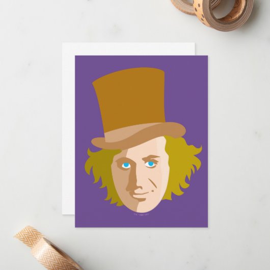 Willy Wonka Stenciled Face Graphic Mitteilungskarte (Vorderseite/Rückseite Beispiel)