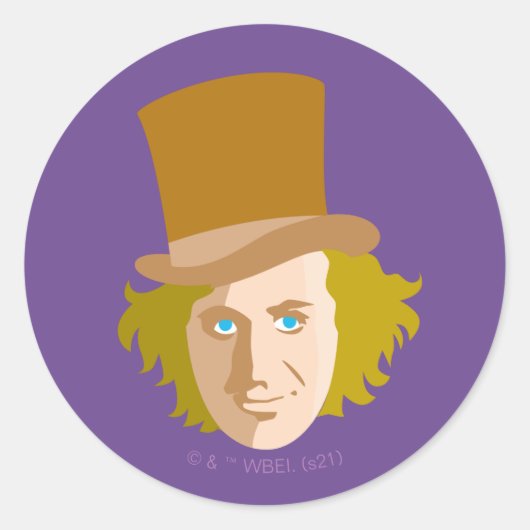 Willy Wonka Stenciled Face Graphic Runder Aufkleber (Vorderseite)