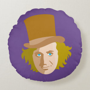 Willy Wonka Stenciled Face Graphic Rundes Kissen