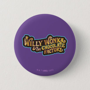 Willy Wonka und das Logo der Schokoladenfabrik Button