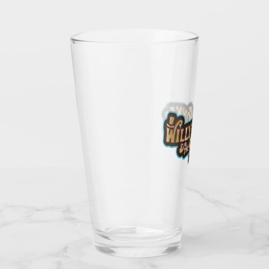 Willy Wonka und das Logo der Schokoladenfabrik Glas (Rechts)