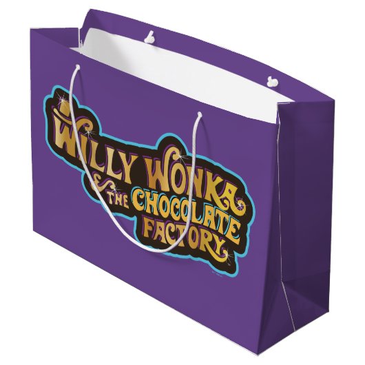 Willy Wonka und das Logo der Schokoladenfabrik Große Geschenktüte (Rückseite Schrägansicht)