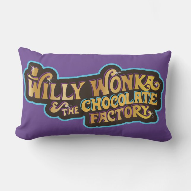 Willy Wonka und das Logo der Schokoladenfabrik Lendenkissen (Vorderseite)