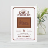 Willy Wonka und die Schokoladenfabrik zum Geburtst Einladung (Stehend Vorderseite)