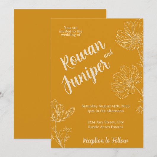 Willy Yours Rustic Boho Wedding Einladung (Vorne/Hinten)