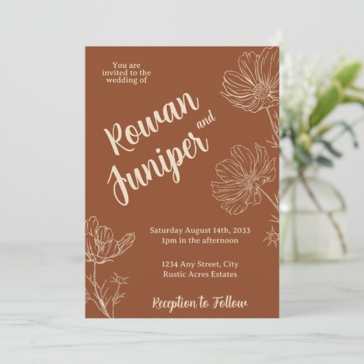 Willy Yours Rustic Boho Wedding Einladung (Stehend Vorderseite)