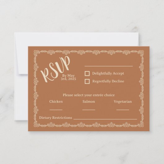 Willy Yours Rustic Boho Wedding RSVP Card (Vorderseite)