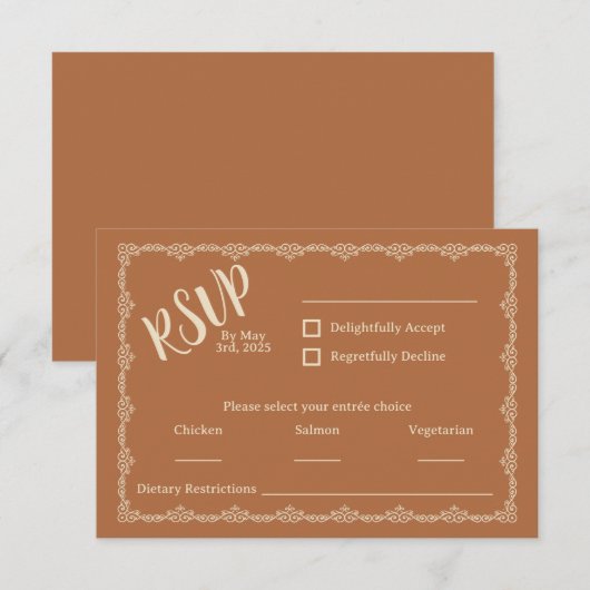 Willy Yours Rustic Boho Wedding RSVP Card (Vorne/Hinten)