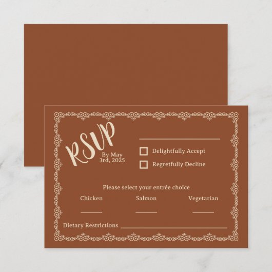 Willy Yours Rustic Boho Wedding RSVP Card (Vorne/Hinten)