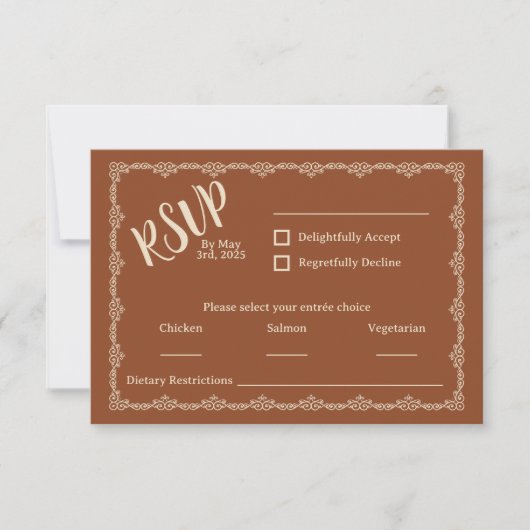 Willy Yours Rustic Boho Wedding RSVP Card Karte (Vorderseite)