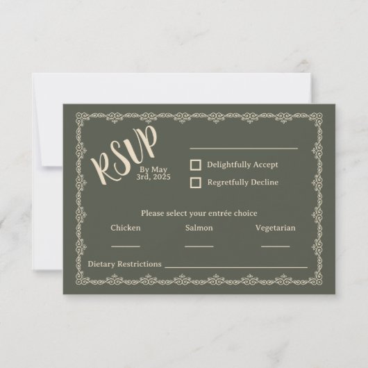 Willy Yours Rustic Boho Wedding RSVP Card Karte (Vorderseite)