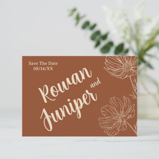 Willy Yours Rustic Boho Wedding Save the Date (Stehend Vorderseite)