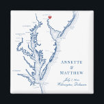 Wilmington Delaware-Gastgeschenk Hochzeit Magnet<br><div class="desc">Schnelle und einfache Bestellung! Diese Magnete von Wilmington Delaware machen große Delaware-Gastgeschenke Hochzeiten, die Sie in Ihre Willkommenstaschen in der Wilmington Hochzeit in Urlaubsort aufnehmen können. Bewegen Sie das Herz, indem Sie unter "Anpassen" auf "Bearbeiten mit dem Designwerkzeug" klicken. Mit einer Karte von Chesapeake Bay mit Artwork by Coastal Map...</div>