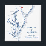Wilmington Delaware-Gastgeschenk Hochzeit Magnet<br><div class="desc">Schnelle und einfache Bestellung! Diese Magnete von Wilmington Delaware machen große Delaware-Gastgeschenke Hochzeiten, die Sie in Ihre Willkommenstaschen in der Wilmington Hochzeit in Urlaubsort aufnehmen können. Bewegen Sie das Herz, indem Sie unter "Anpassen" auf "Bearbeiten mit dem Designwerkzeug" klicken. Mit einer Karte von Chesapeake Bay mit Artwork by Coastal Map...</div>