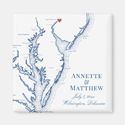 Wilmington Delaware-Gastgeschenk Hochzeit Magnet (Vorne)