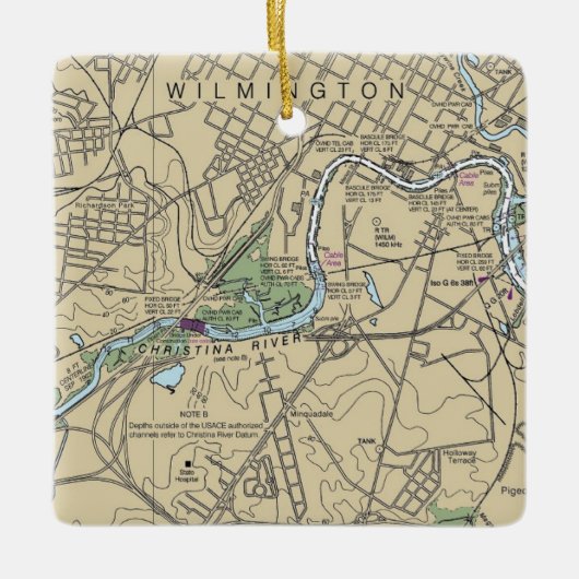 Wilmington Delaware Map Keramikornament (Vorderseite)