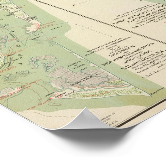 Wilmington, Ft Caswell, Smiths Insel Augusta Poster (Ecke)