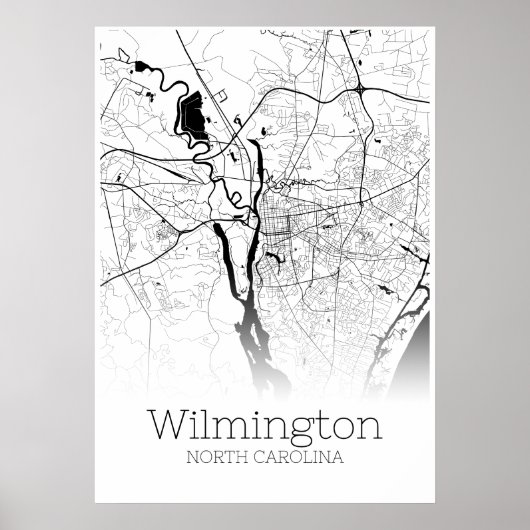 Wilmington Map - North Carolina - City Map Poster (Vorne)
