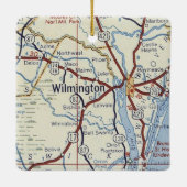 Wilmington NC Vintag Map Keramikornament (Rückseite)