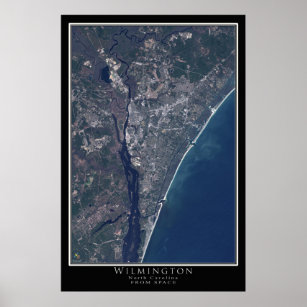 Wilmington North Carolina Satellite Poster Map