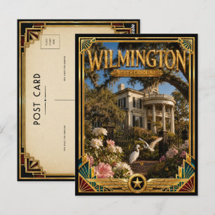 Wilmington North Carolina Vintage Art Deco Golden Postkarte