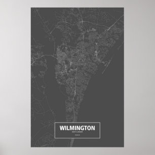 Wilmington, North Carolina (weiß auf Schwarzem) Poster