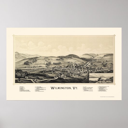 Wilmington, VT Panoramic Map - 1891 Poster (Vorne)
