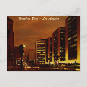 Wilshire Blvd. in Night, Los Angeles Vintag Postkarte