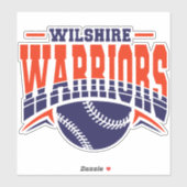Wilshire Warriors Navy Baseball-Logo Aufkleber (Blatt)