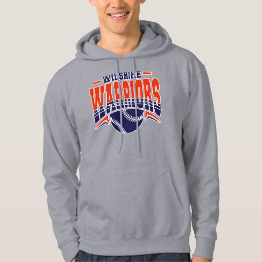 Wilshire Warriors Navy Baseball-Logo Hoodie (Vorderseite)