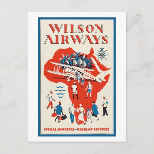 Wilson Airways Vintage Poster 1937 Postkarte (Vorderseite)