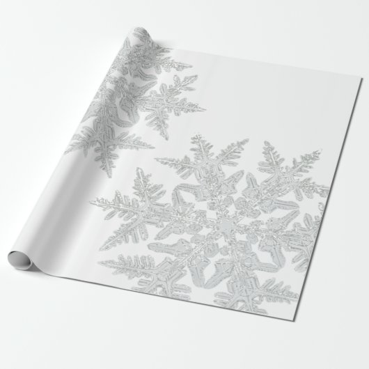 WILSON BENTLEY SNOWFLAKE AUF WEISS GESCHENKPAPIER (Ungerollt)