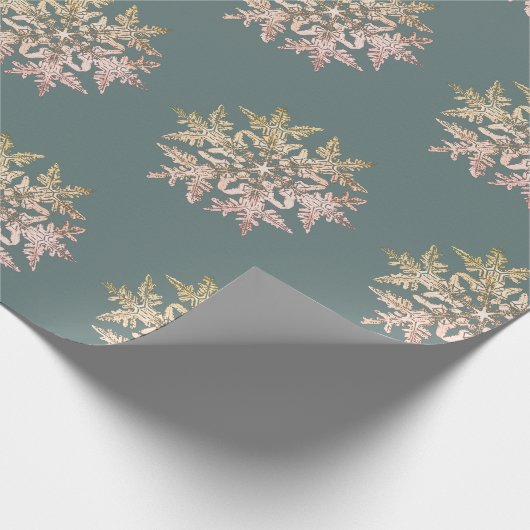 WILSON BENTLEY SNOWFLAKE ON BLUE GRAU GESCHENKPAPIER (Ecke)