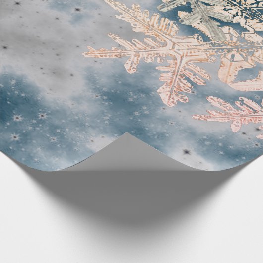 WILSON BENTLEY SNOWFLAKEN IN NIGHT BLAUE MIT STERN GESCHENKPAPIER (Ecke)