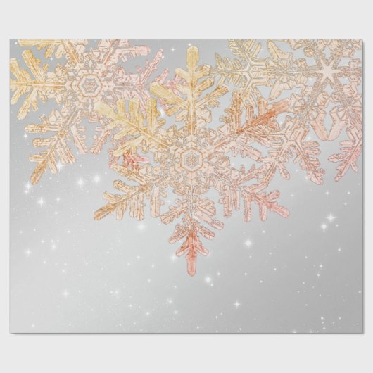 WILSON BENTLEY SNOWFLAKES PINK AND GRAU GESCHENKPAPIER (Flach)