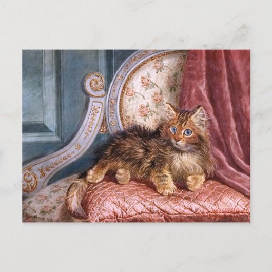 Wilson Hepple: Brown Kitten auf einem Sessel Postkarte (Vorderseite)