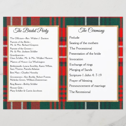 Wilson Kariert Wedding Program (Rückseite)