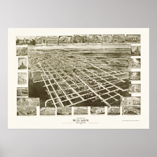 Wilson, NC Panoramakarte - 1908 Poster (Vorne)