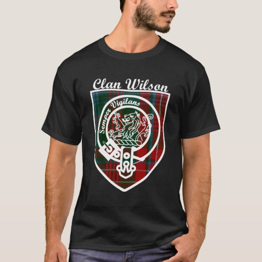 Wilson Surname Nachname Scottish Clan Tan Abzeiche T-Shirt (Vorderseite)