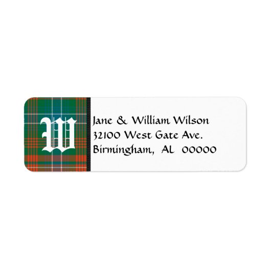 Wilson Tartan Kariert Monogram Address Labels (Vorne)