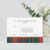 Wilson Tartan Kariert Wedding RSVP Card 2 Karte (Stehend Vorderseite)