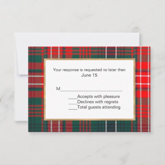 Wilson Tartan Kariert Wedding RSVP Card Karte (Vorderseite)
