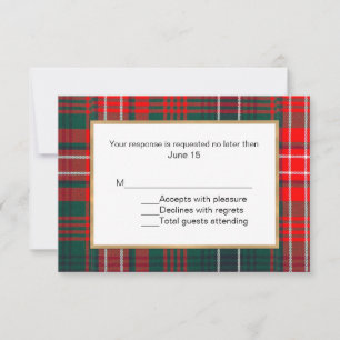 Wilson Tartan Kariert Wedding RSVP Card Karte